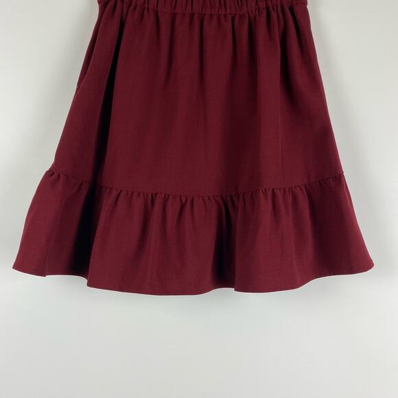 J Crew Maroon Ruffle Mini Skirt Flounce Skirt Womens Size 00 - Picture 10 of 11